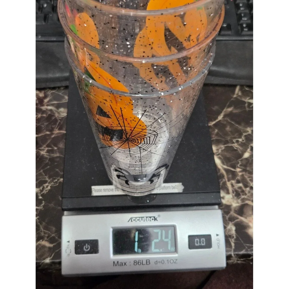 Halloween Acrylic Drinking Glasses Set Of 3 Pumpkins Spiders Web‎